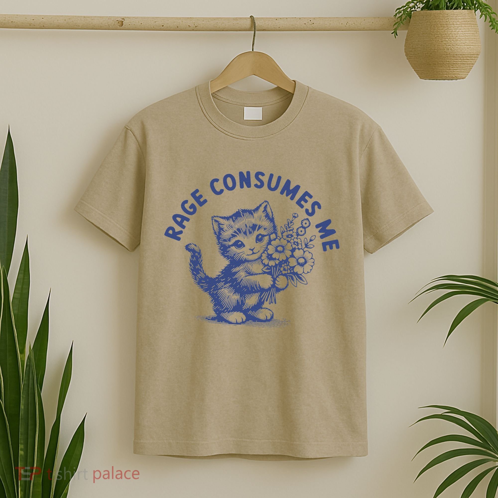 Rage Consumes Me Cat Flower Cute Kitty Cat Meme T-Shirt