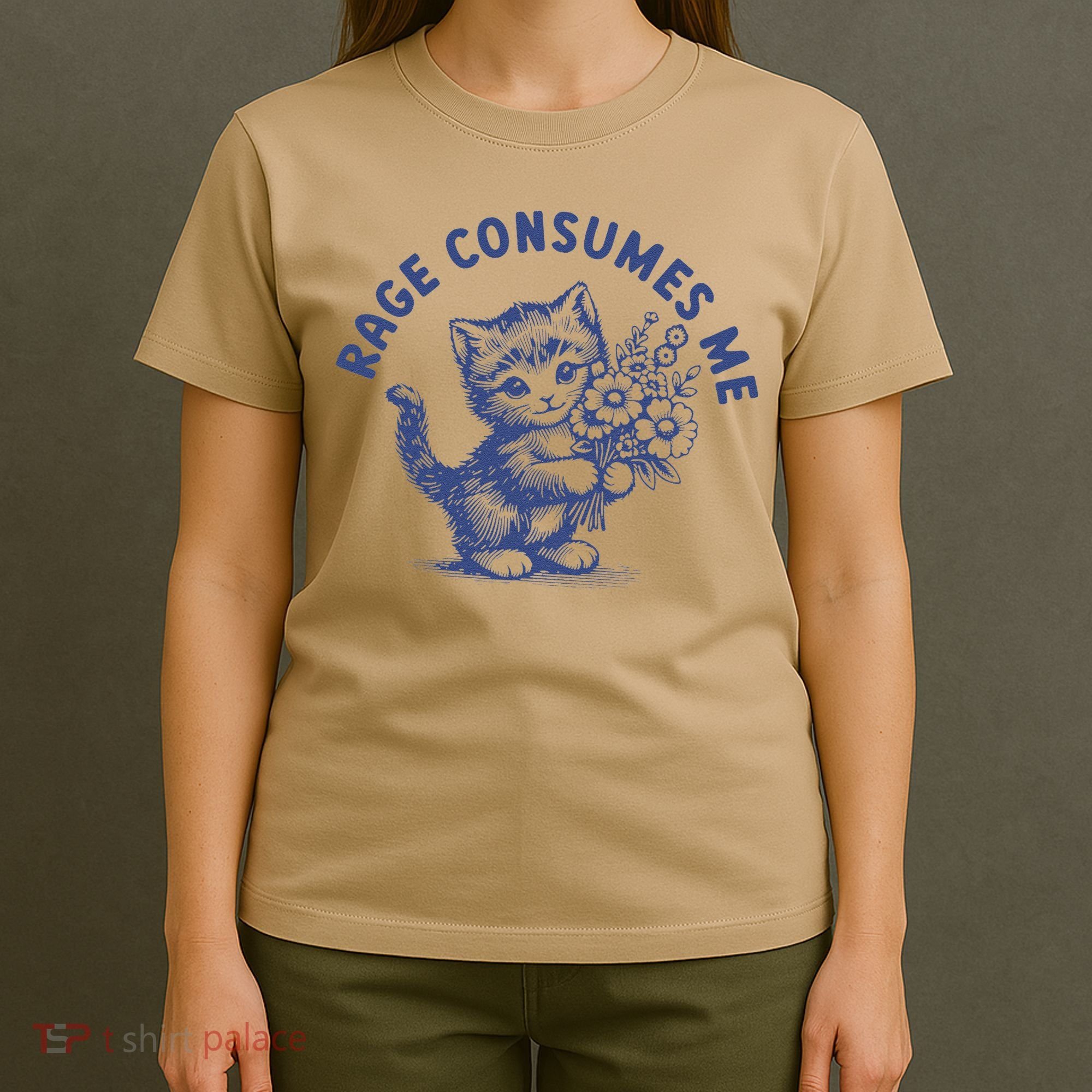 Rage Consumes Me Cat Flower Cute Kitty Cat Meme T-Shirt