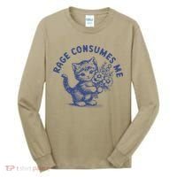Rage Consumes Me Cat Flower Cute Kitty Cat Meme Tall Long Sleeve Shirt thumb 0
