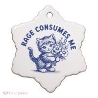 Rage Consumes Me Cat Flower Cute Kitty Cat Meme Ceramic Ornament thumb 0