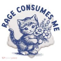 Rage Consumes Me Cat Flower Cute Kitty Cat Meme Ceramic Ornament thumb 2