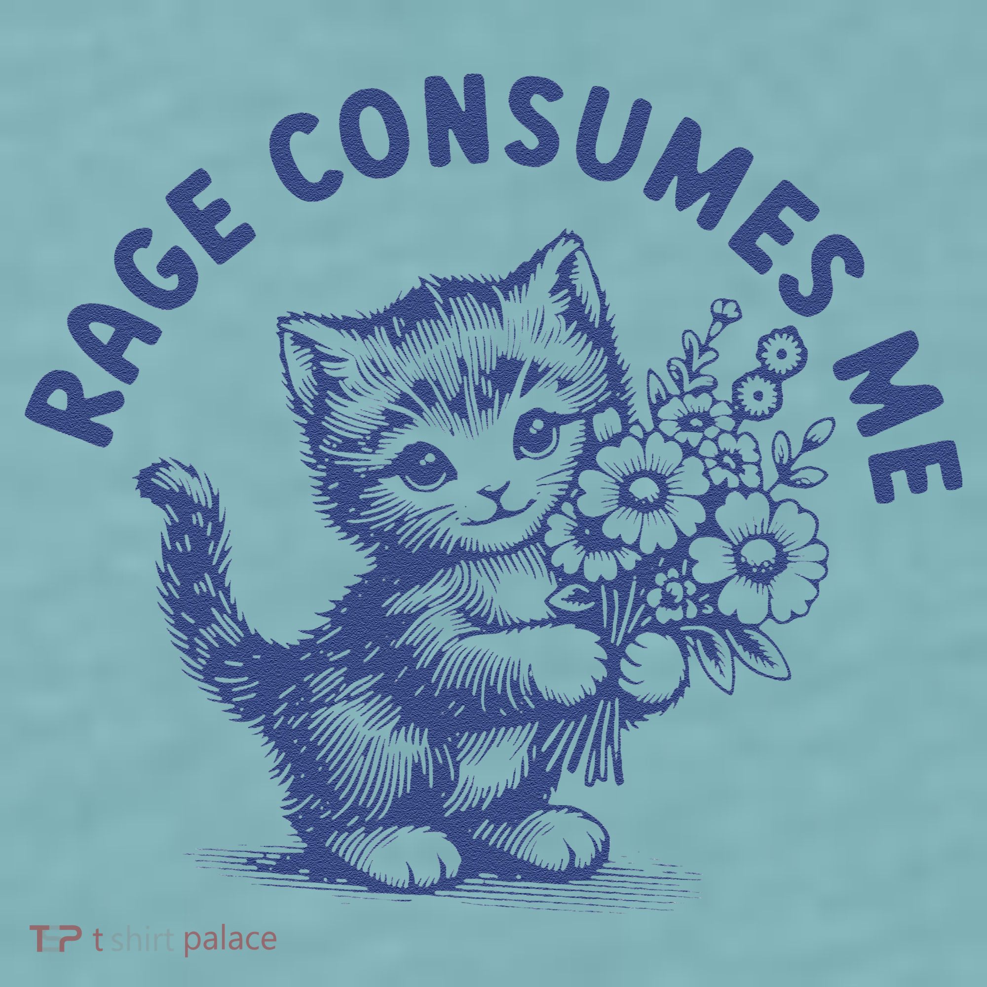 Rage Consumes Me Cat Flower Cute Kitty Cat Meme Sueded Cloud Jersey T-Shirt