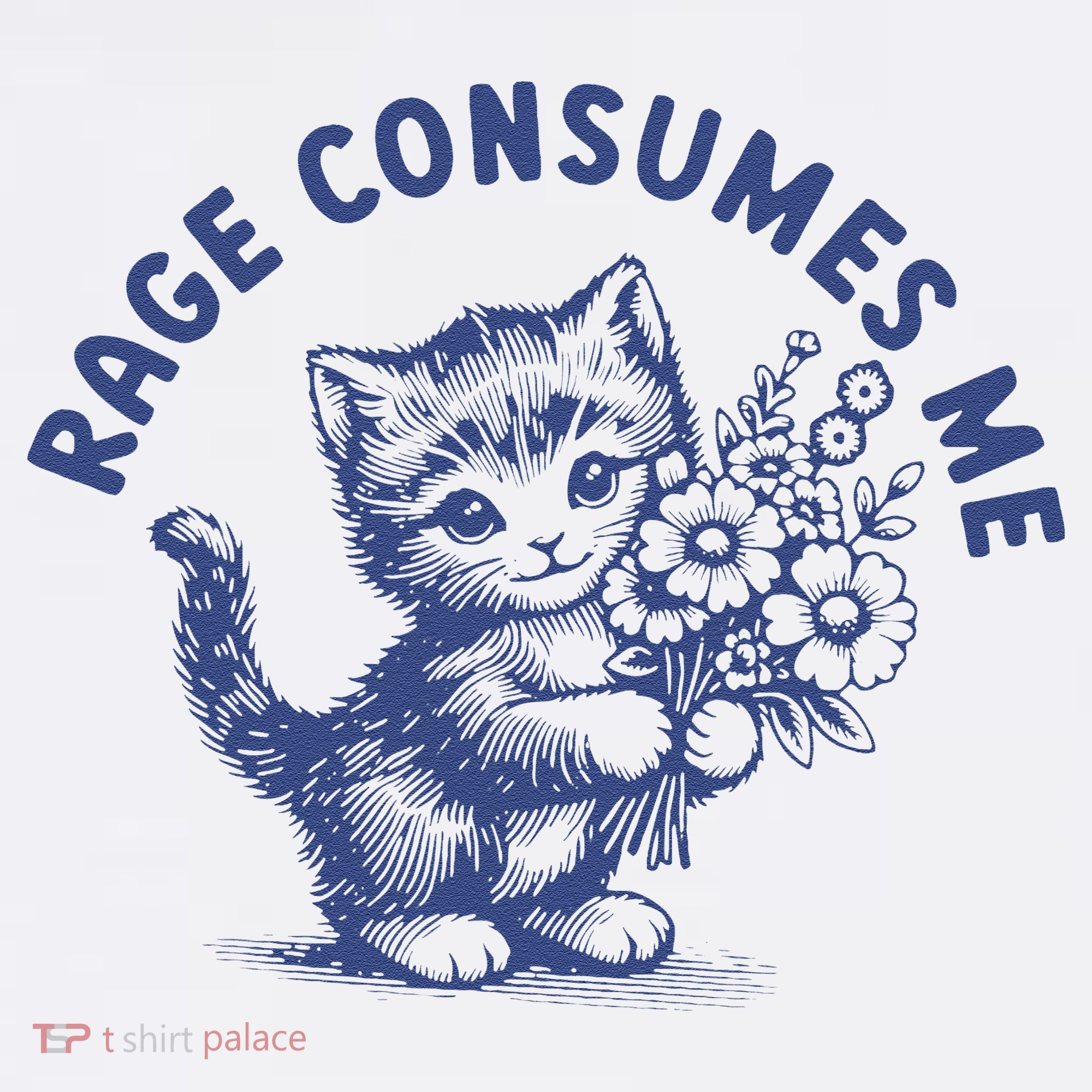 Rage Consumes Me Cat Flower Cute Kitty Cat Meme Garment-Dyed Sweatshirt