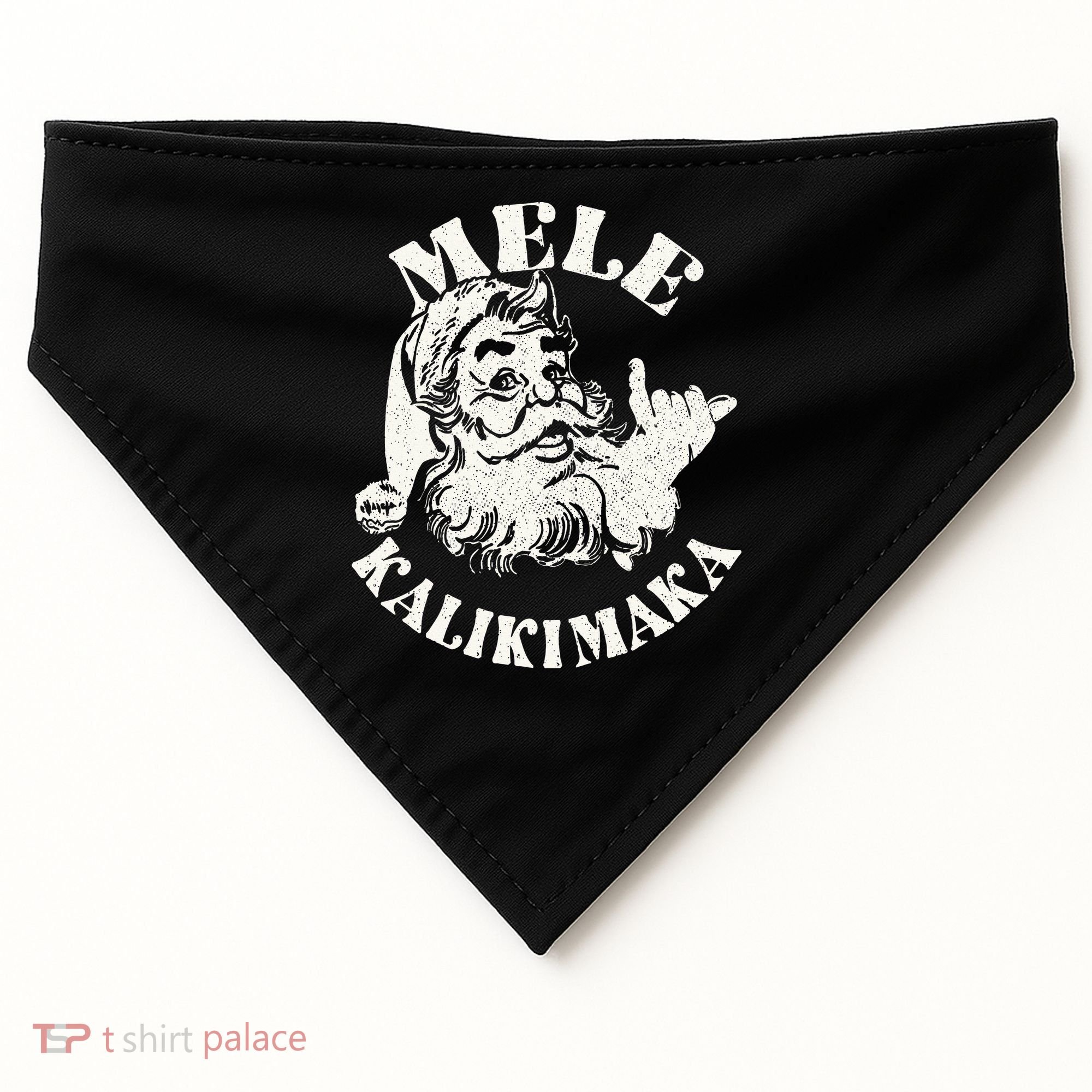 Retro Christmas Mele Kalikimaka Santa Claus Shaka Hawaii USA-Made Doggie Bandana