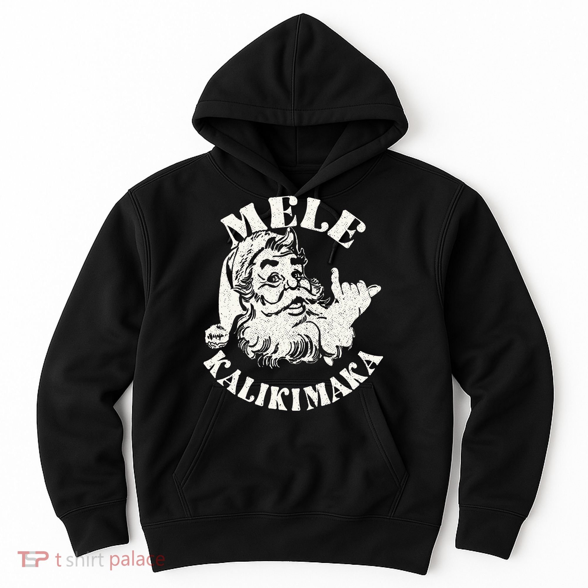 Retro Christmas Mele Kalikimaka Santa Claus Shaka Hawaii Hoodie