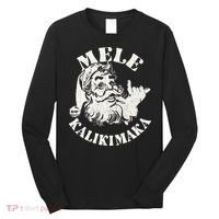 Retro Christmas Mele Kalikimaka Santa Claus Shaka Hawaii Long Sleeve Shirt thumb 0