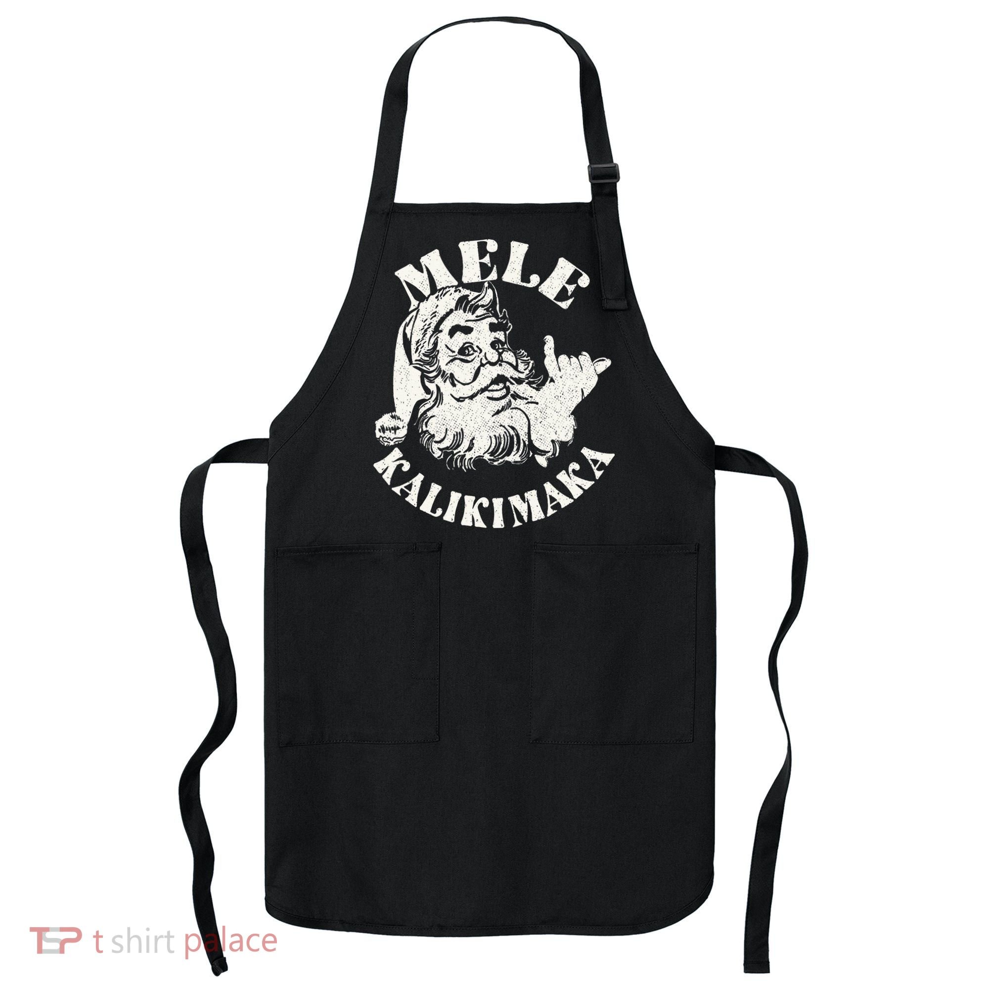 Retro Christmas Mele Kalikimaka Santa Claus Shaka Hawaii Apron
