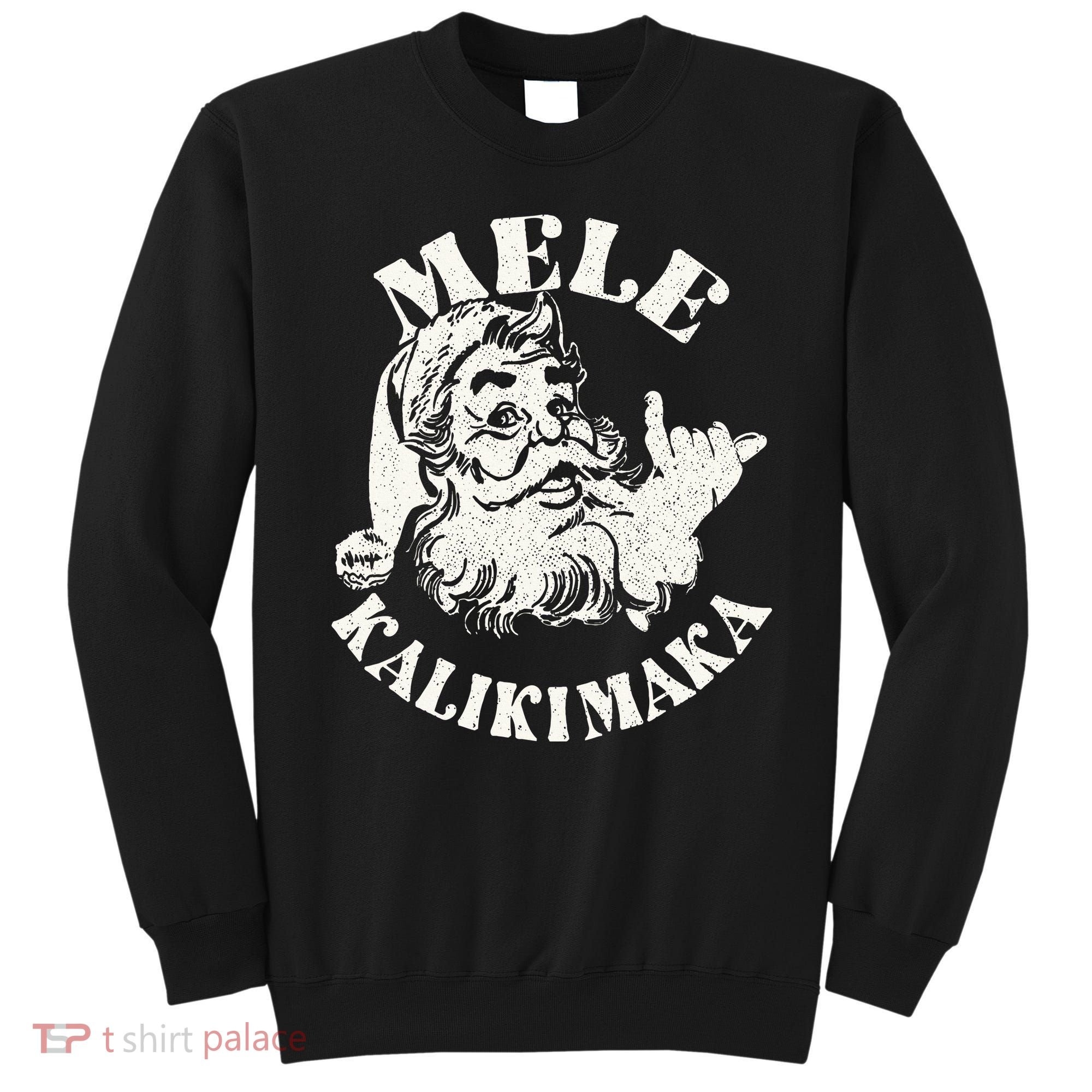Retro Christmas Mele Kalikimaka Santa Claus Shaka Hawaii Sweatshirt