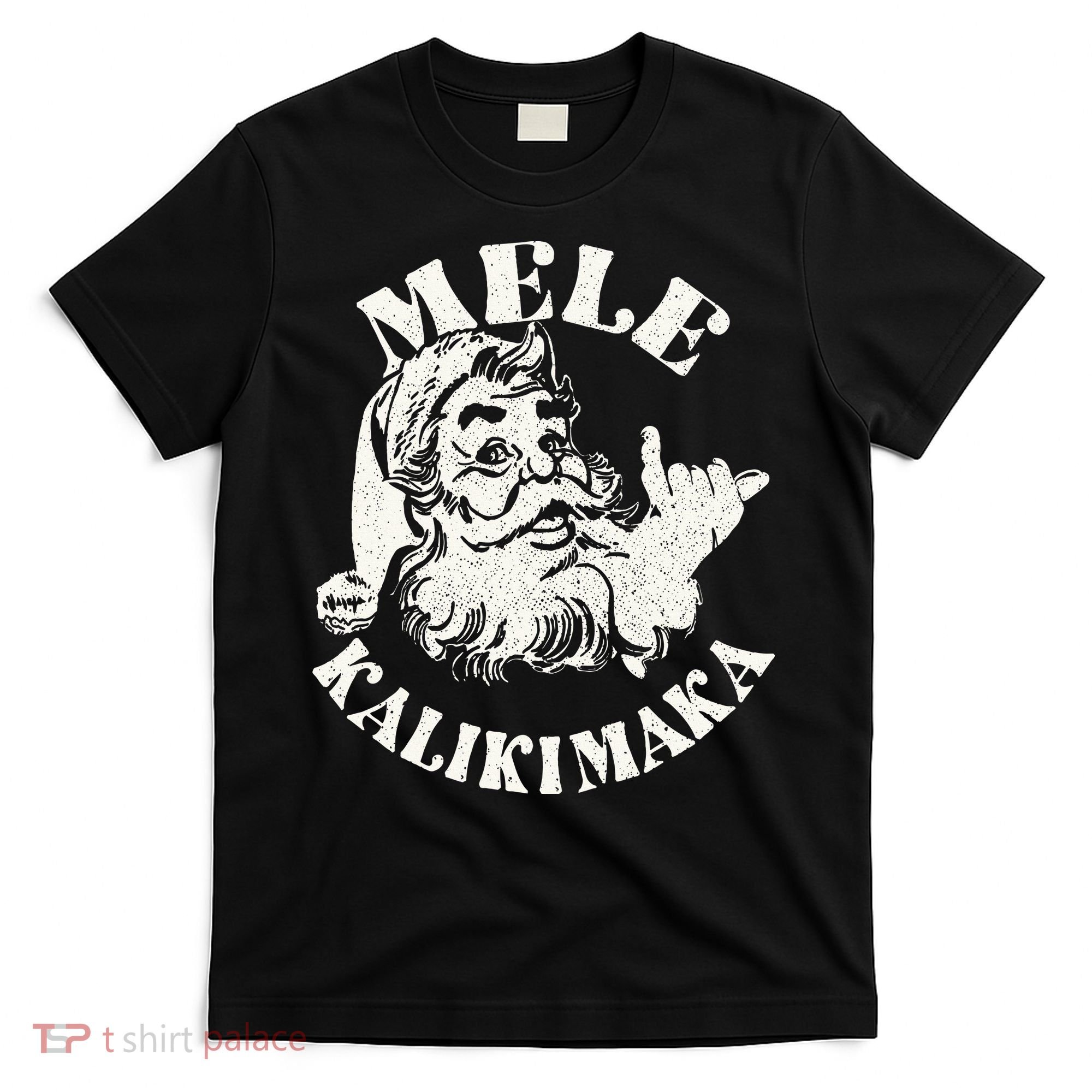 Retro Christmas Mele Kalikimaka Santa Claus Shaka Hawaii T-Shirt