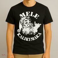 Retro Christmas Mele Kalikimaka Santa Claus Shaka Hawaii T-Shirt thumb 3