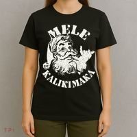 Retro Christmas Mele Kalikimaka Santa Claus Shaka Hawaii T-Shirt thumb 4