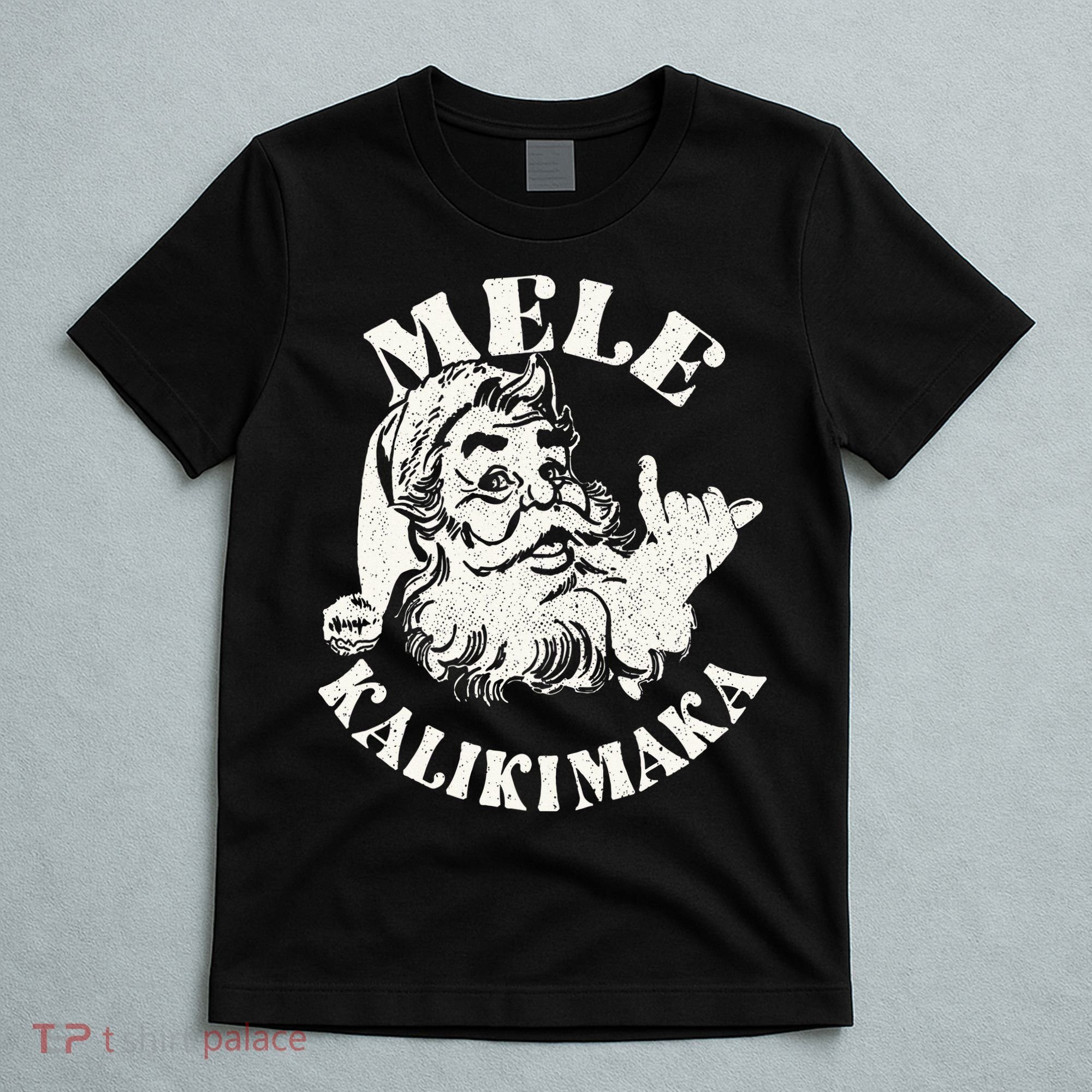 Retro Christmas Mele Kalikimaka Santa Claus Shaka Hawaii T-Shirt