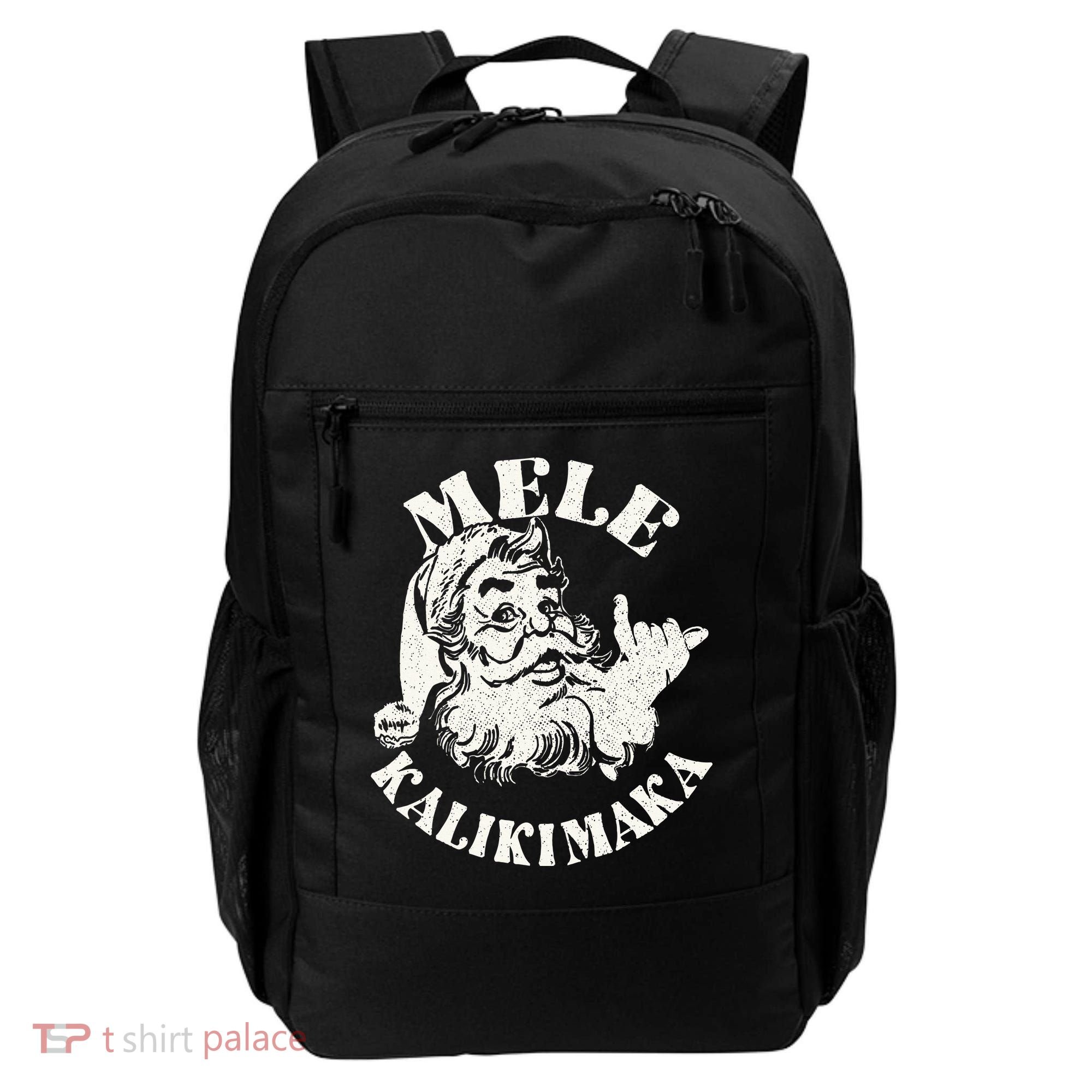 Retro Christmas Mele Kalikimaka Santa Claus Shaka Hawaii Backpack
