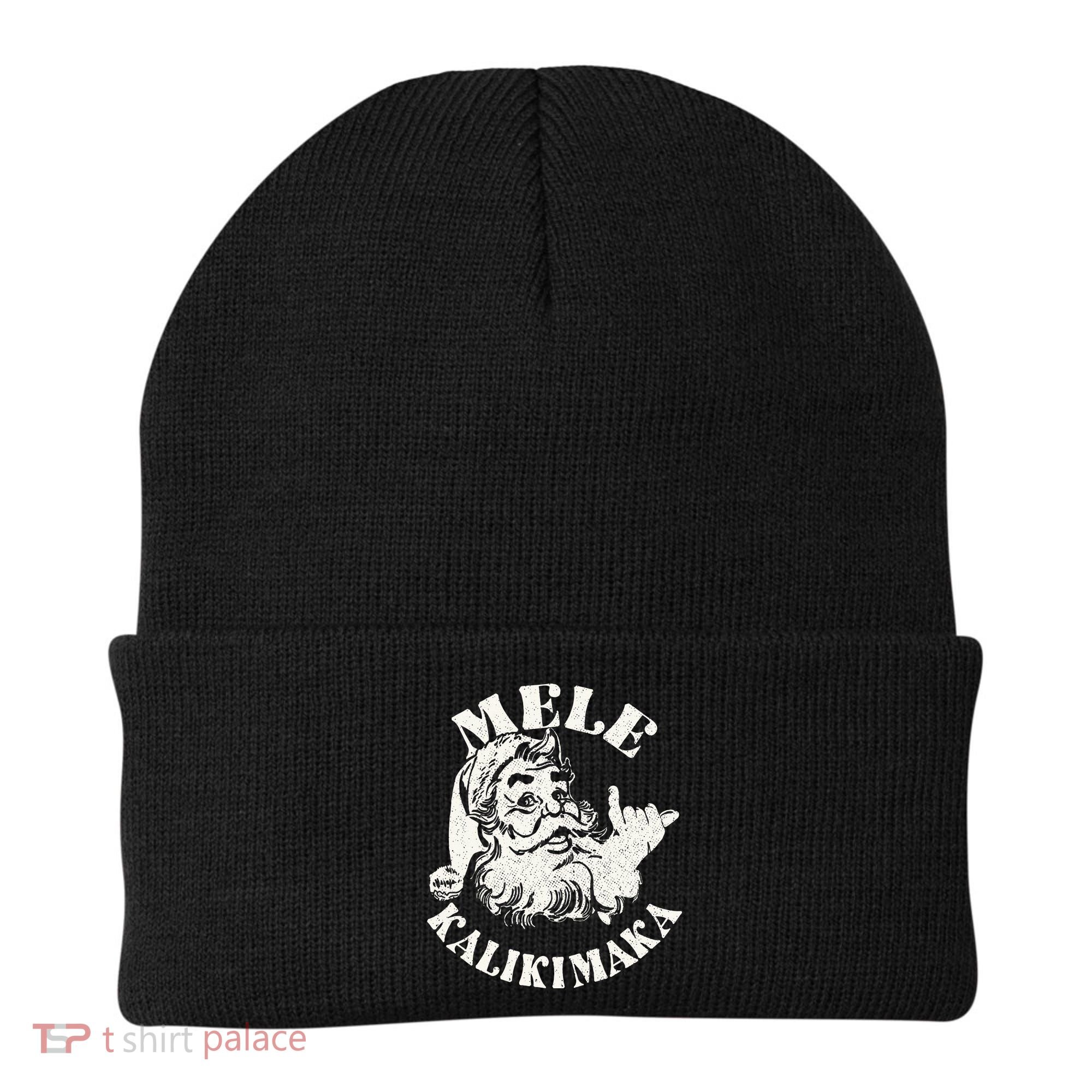 Retro Christmas Mele Kalikimaka Santa Claus Shaka Hawaii Beanie