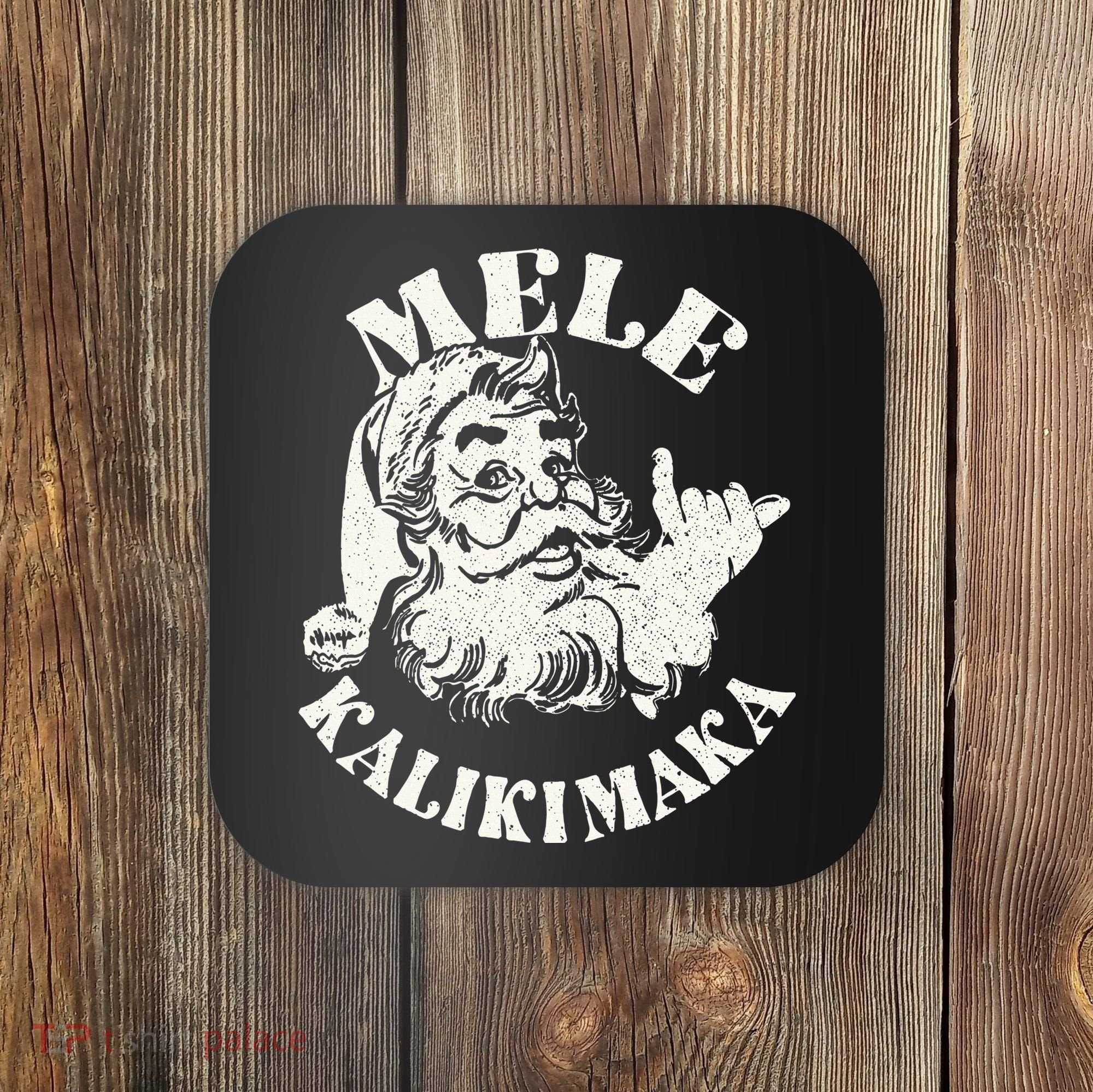 Retro Christmas Mele Kalikimaka Santa Claus Shaka Hawaii Coaster