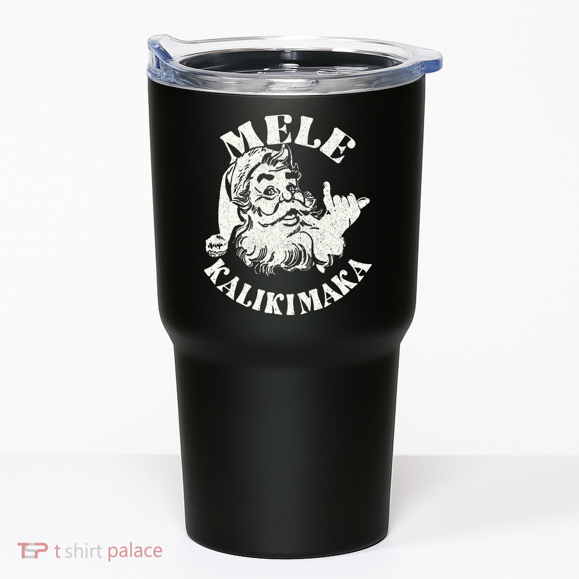 Retro Christmas Mele Kalikimaka Santa Claus Shaka Hawaii Tumbler