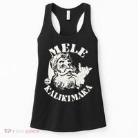 Retro Christmas Mele Kalikimaka Santa Claus Shaka Hawaii Women's Tank Top thumb 0