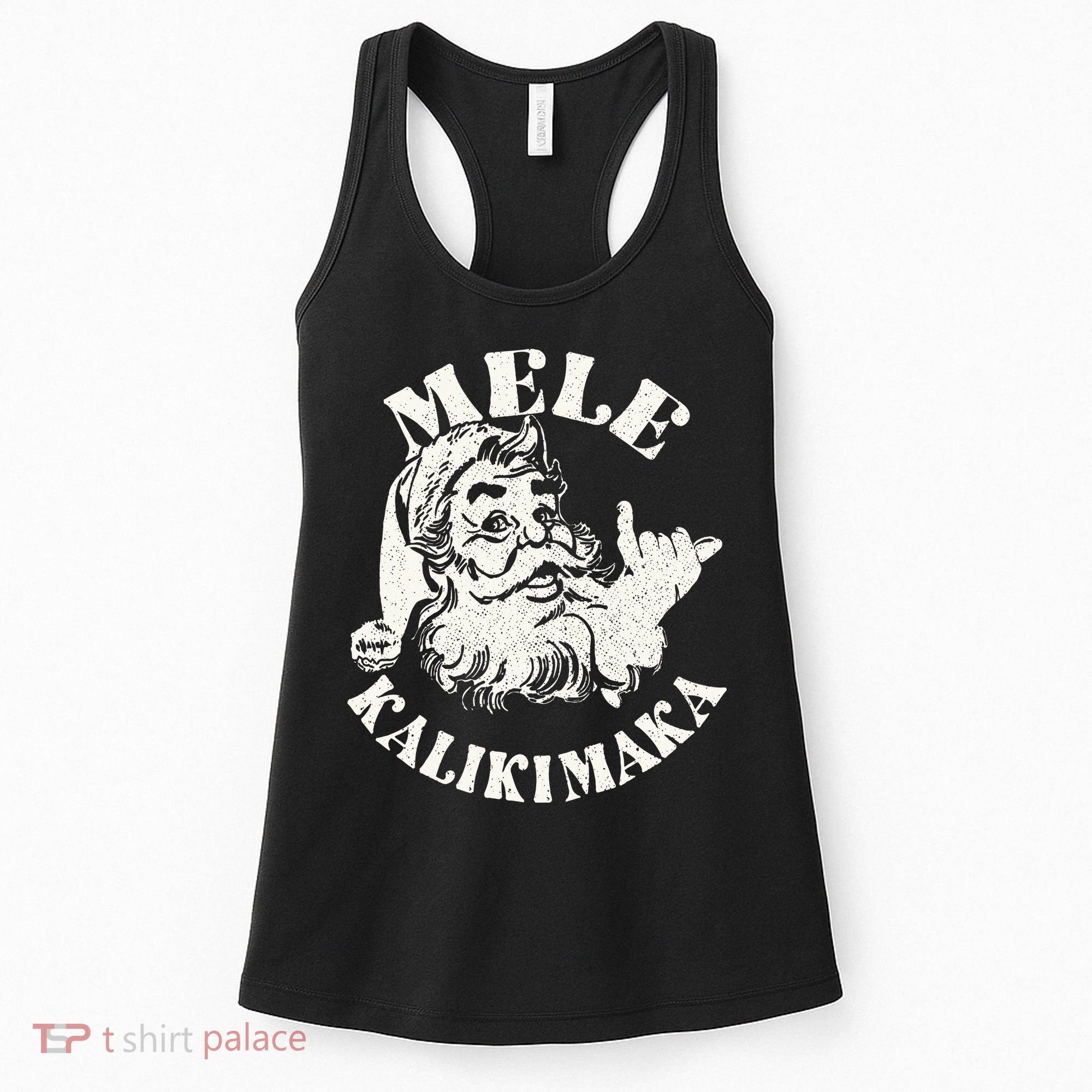 Retro Christmas Mele Kalikimaka Santa Claus Shaka Hawaii Women's Tank Top