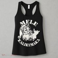 Retro Christmas Mele Kalikimaka Santa Claus Shaka Hawaii Women's Tank Top thumb 3