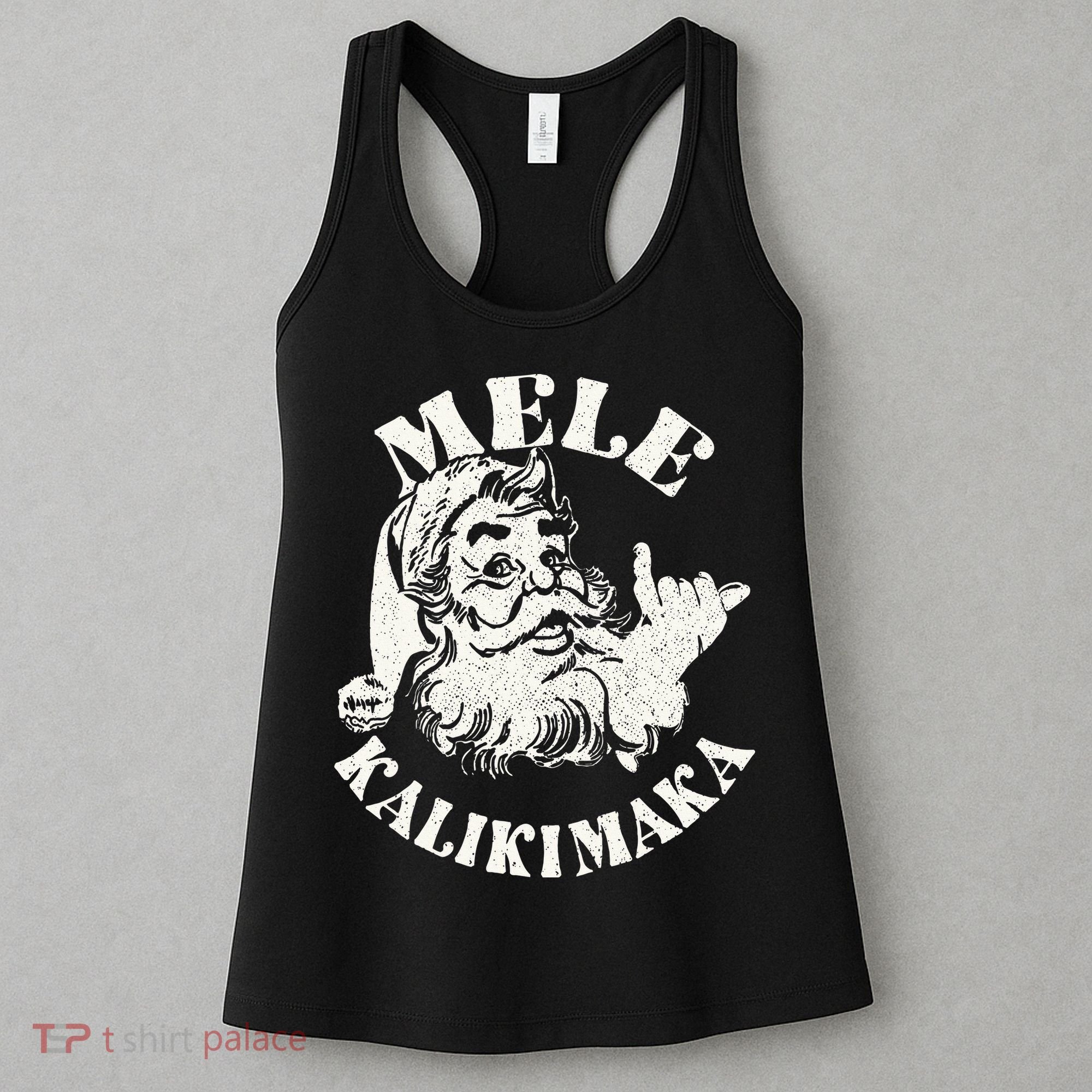 Retro Christmas Mele Kalikimaka Santa Claus Shaka Hawaii Women's Tank Top