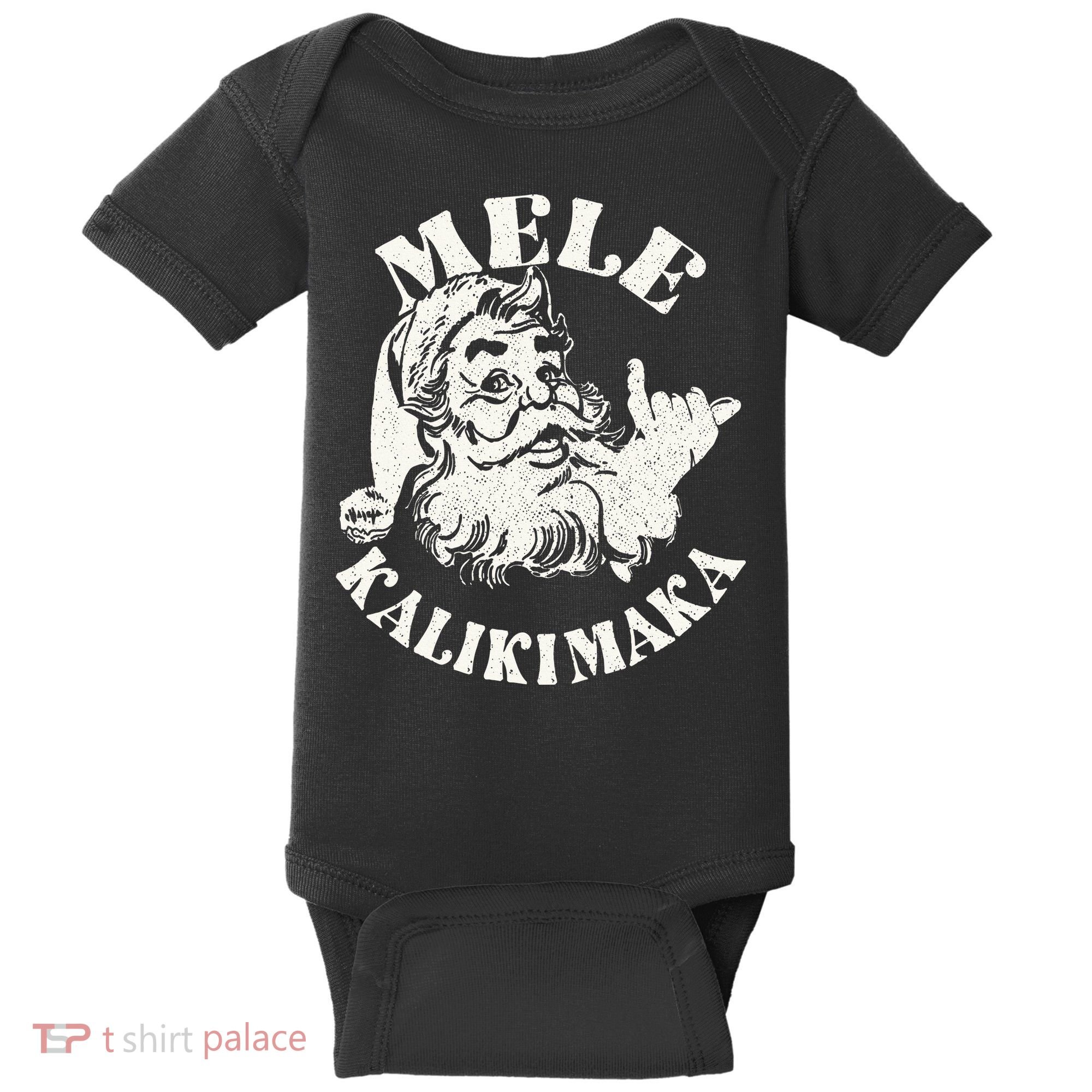 Retro Christmas Mele Kalikimaka Santa Claus Shaka Hawaii Baby Bodysuit