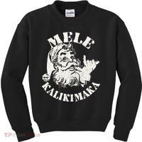 Retro Christmas Mele Kalikimaka Santa Claus Shaka Hawaii Kids Sweatshirt thumb 0
