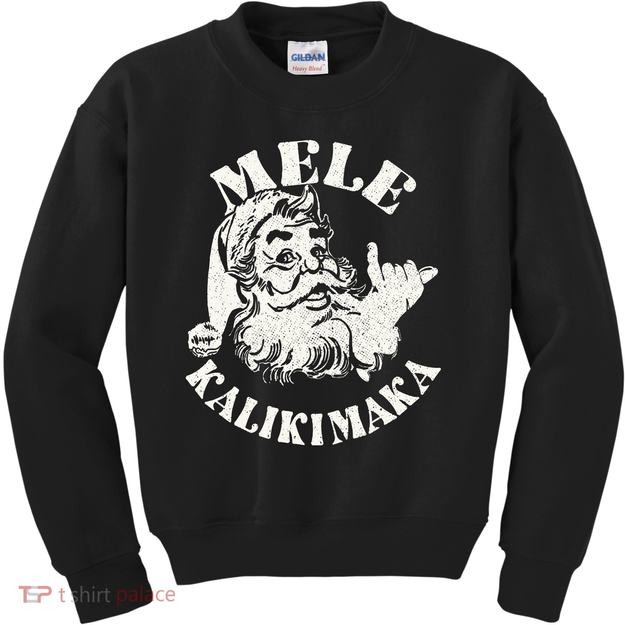 Retro Christmas Mele Kalikimaka Santa Claus Shaka Hawaii Kids Sweatshirt