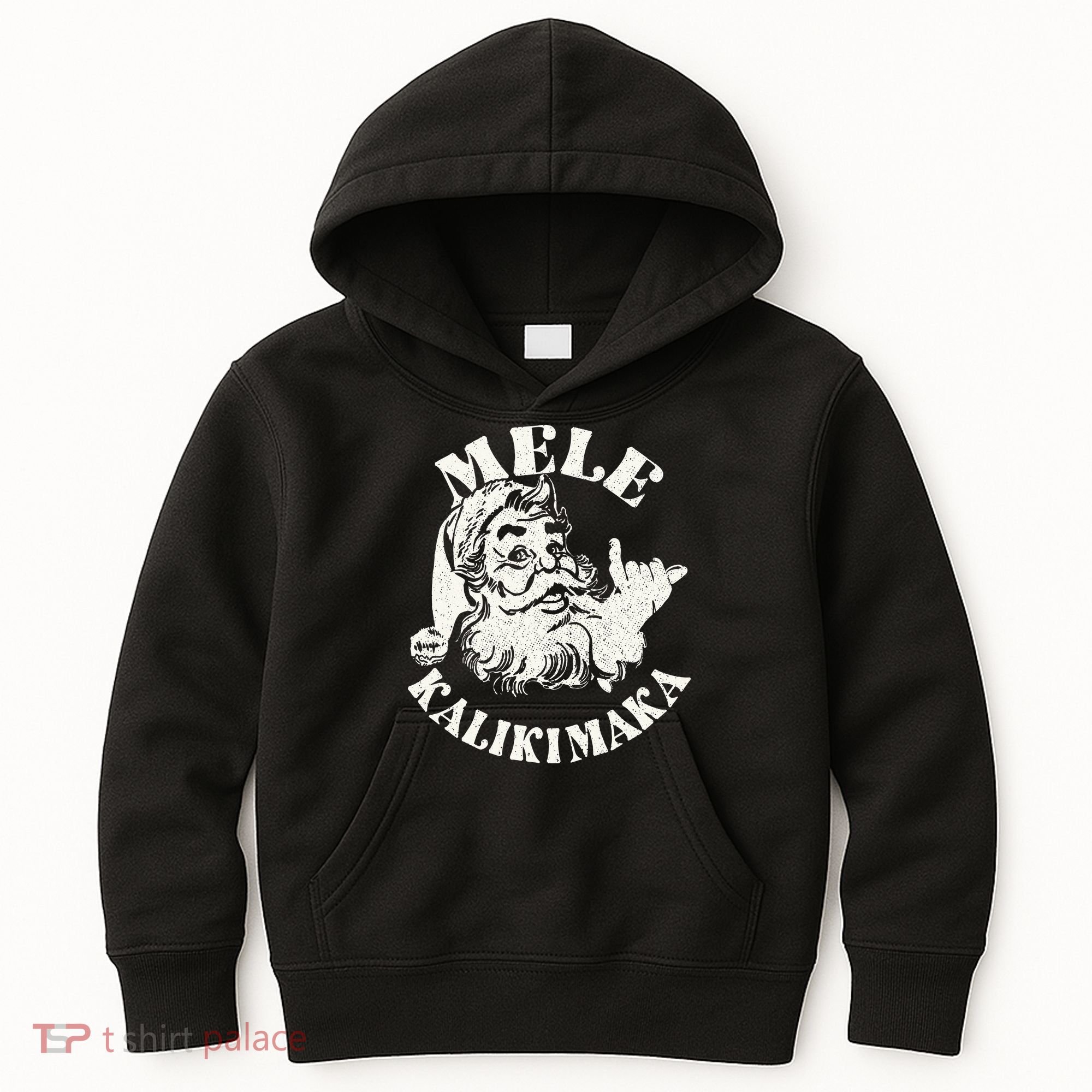 Retro Christmas Mele Kalikimaka Santa Claus Shaka Hawaii Kids Hoodie