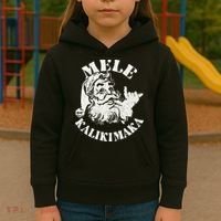 Retro Christmas Mele Kalikimaka Santa Claus Shaka Hawaii Kids Hoodie thumb 3