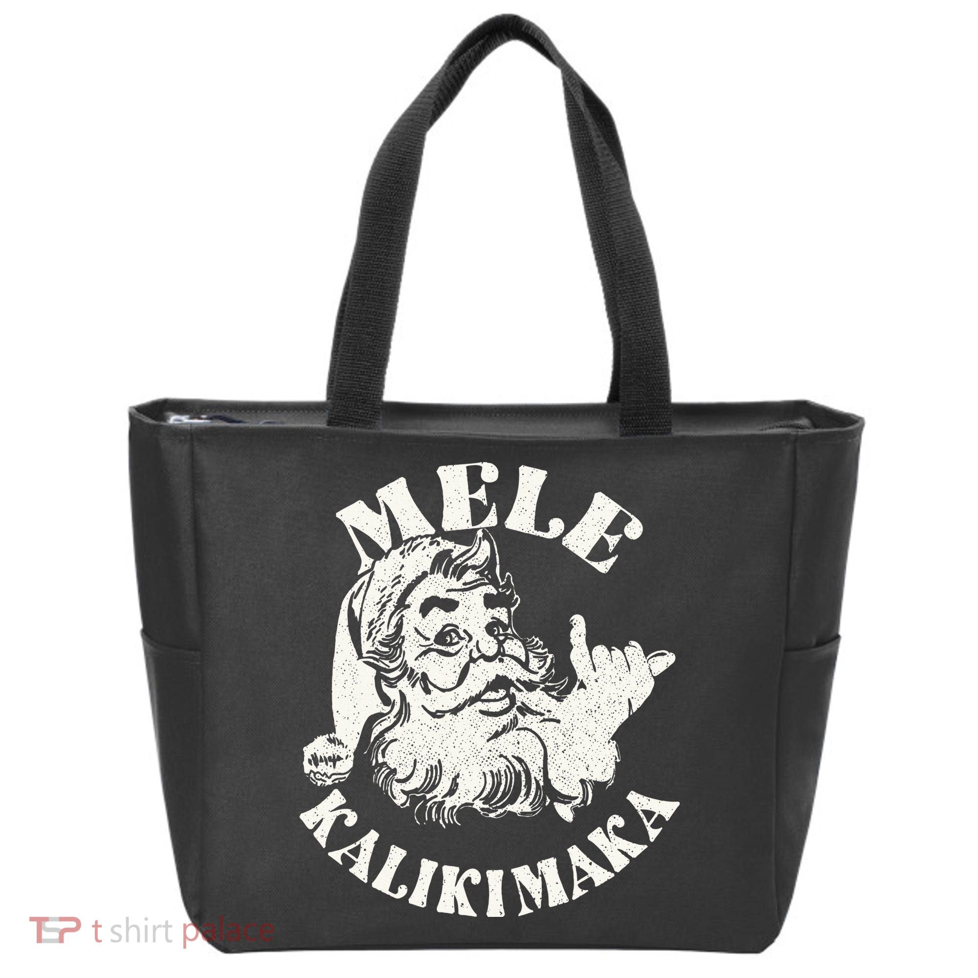 Retro Christmas Mele Kalikimaka Santa Claus Shaka Hawaii Tote Bag