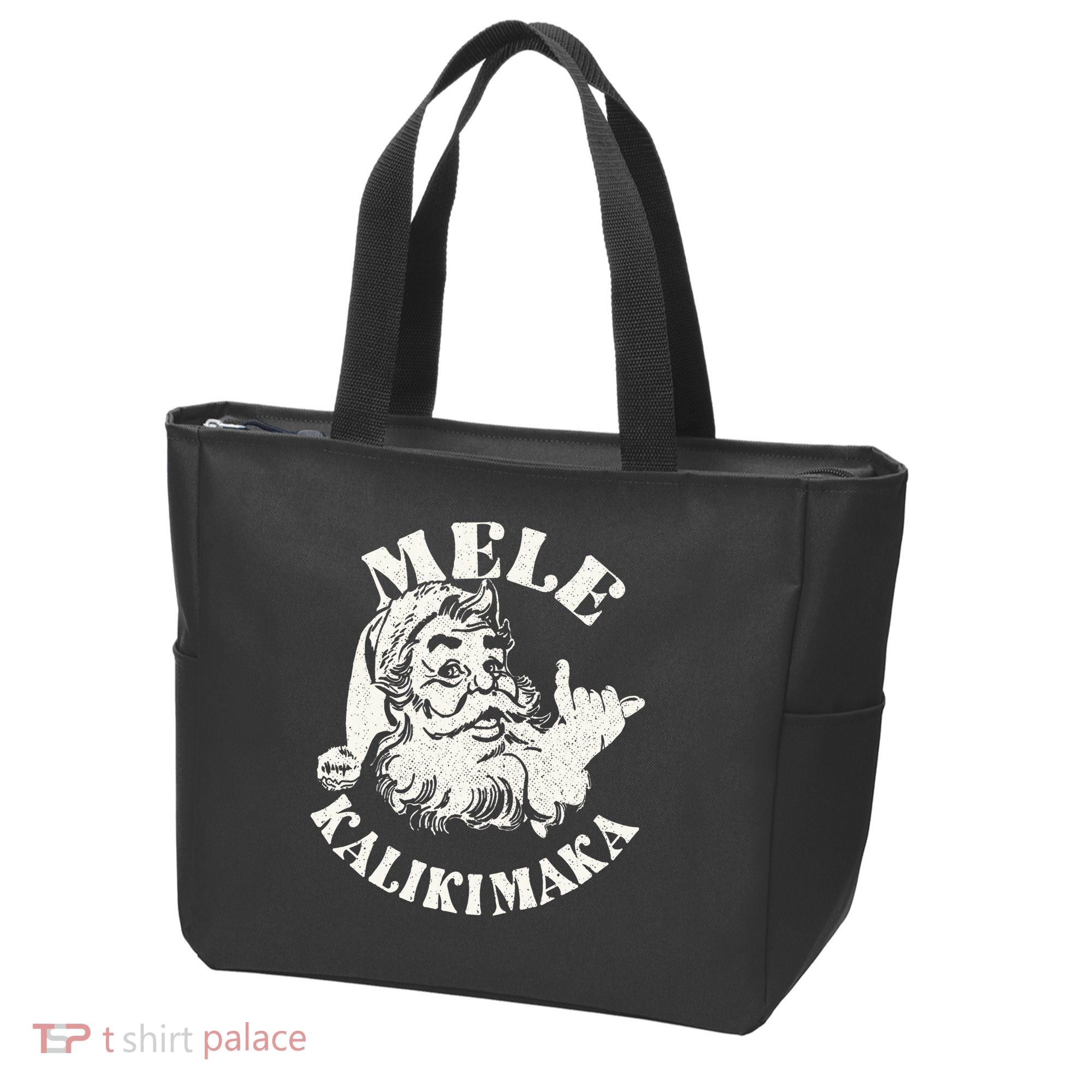 Retro Christmas Mele Kalikimaka Santa Claus Shaka Hawaii Tote Bag