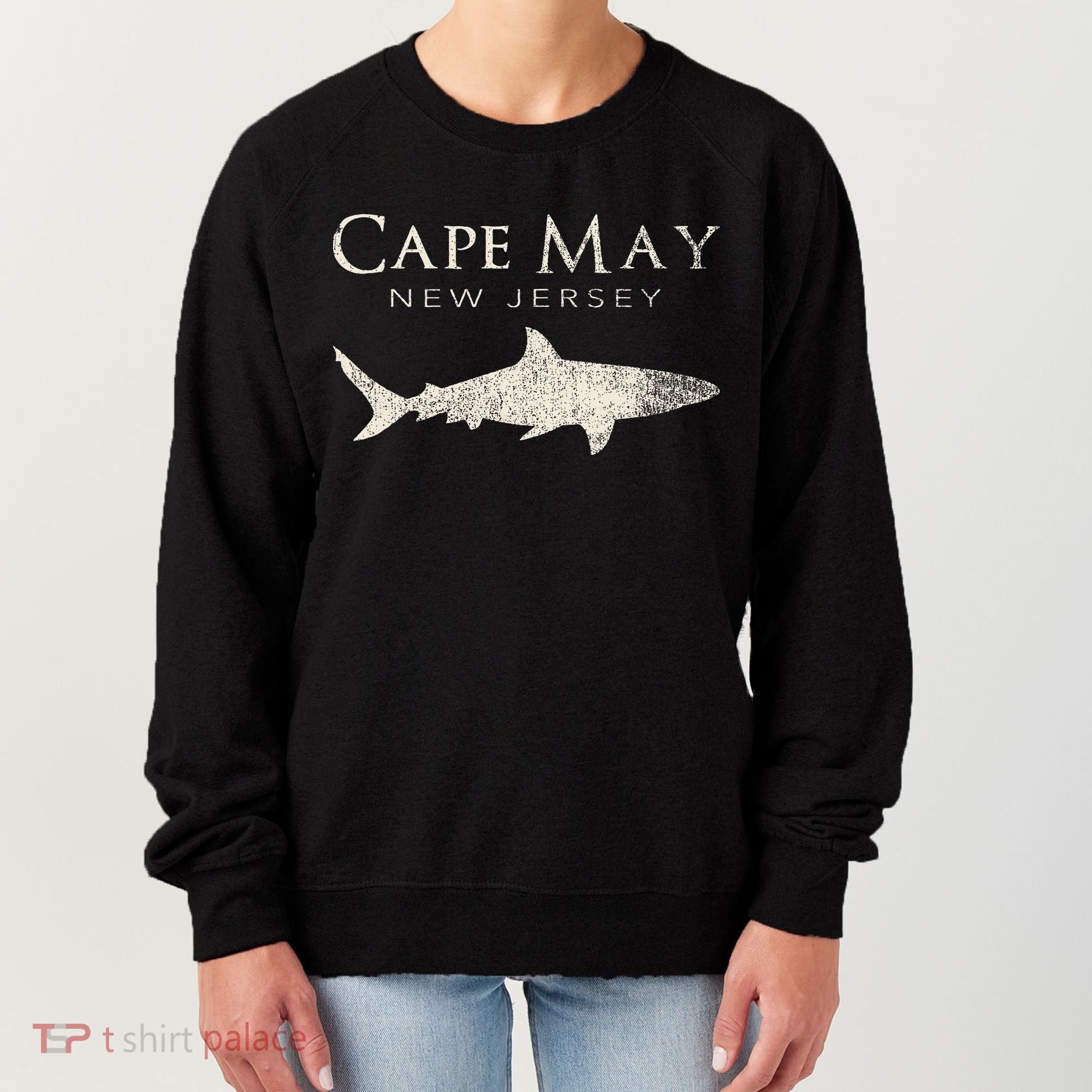 Retro Cape May Nj Shark Women's Sweatshirt