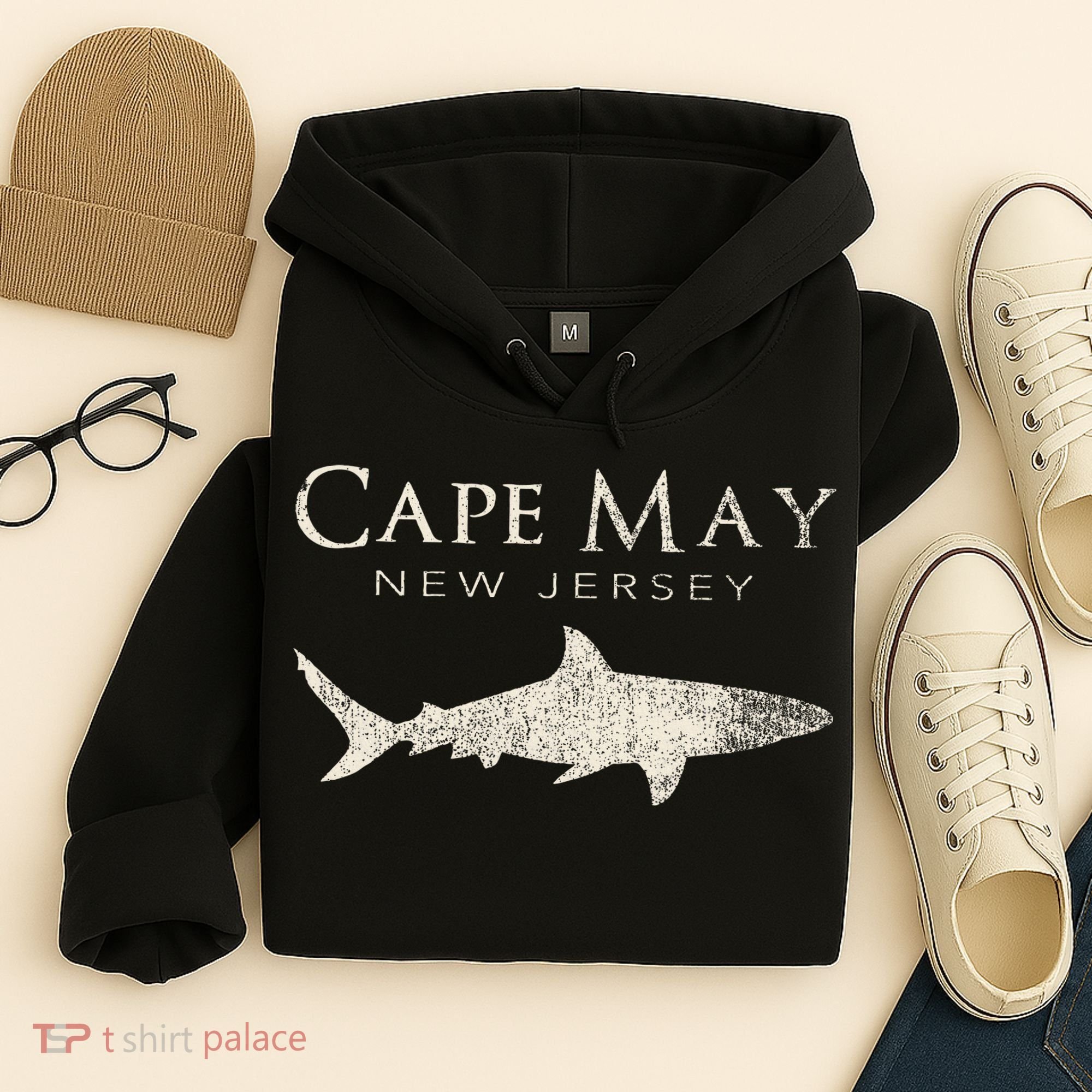 Retro Cape May Nj Shark Hoodie