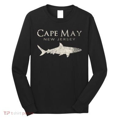 Retro Cape May Nj Shark Long Sleeve Shirt