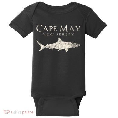 Retro Cape May Nj Shark Baby Bodysuit