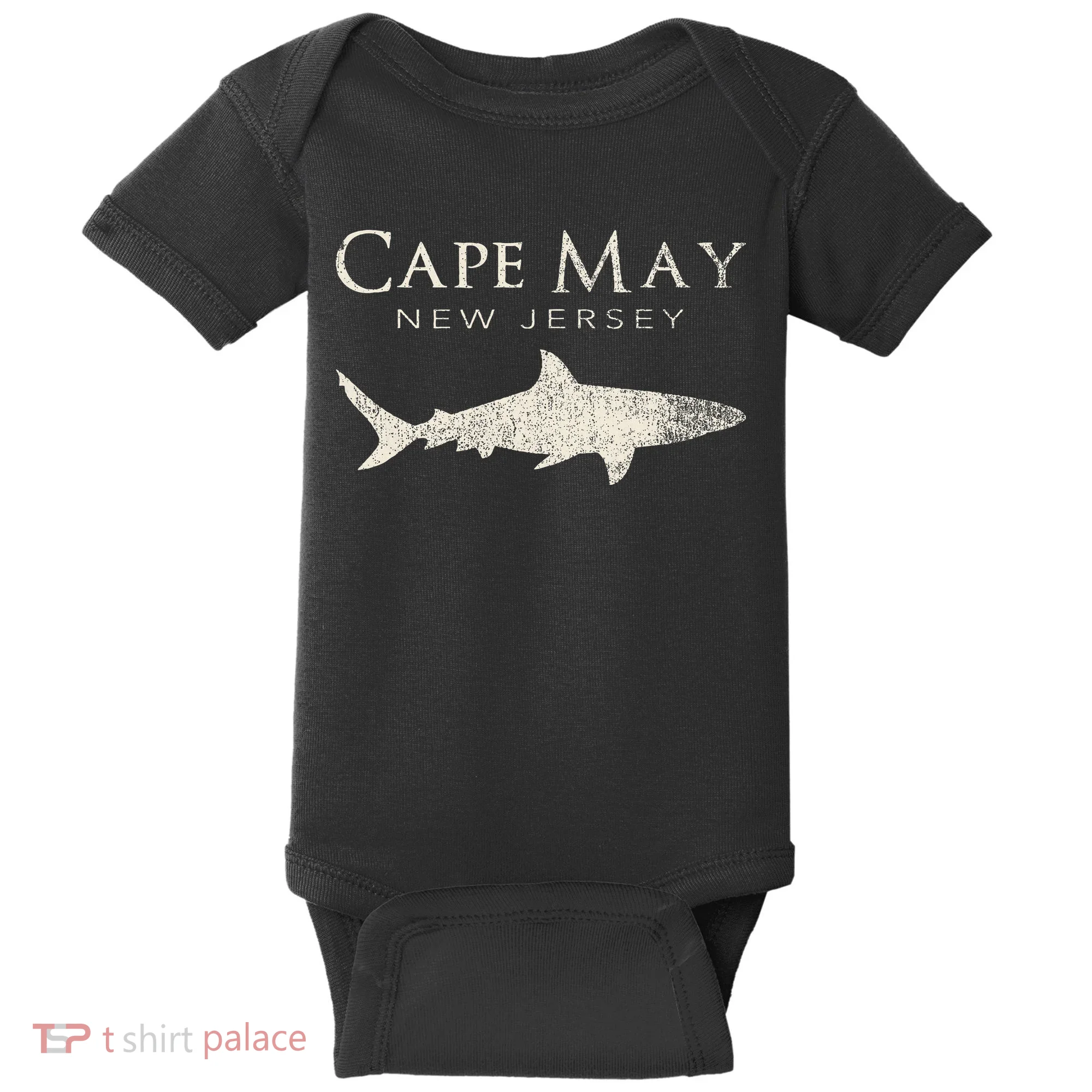 Retro Cape May Nj Shark Baby Bodysuit