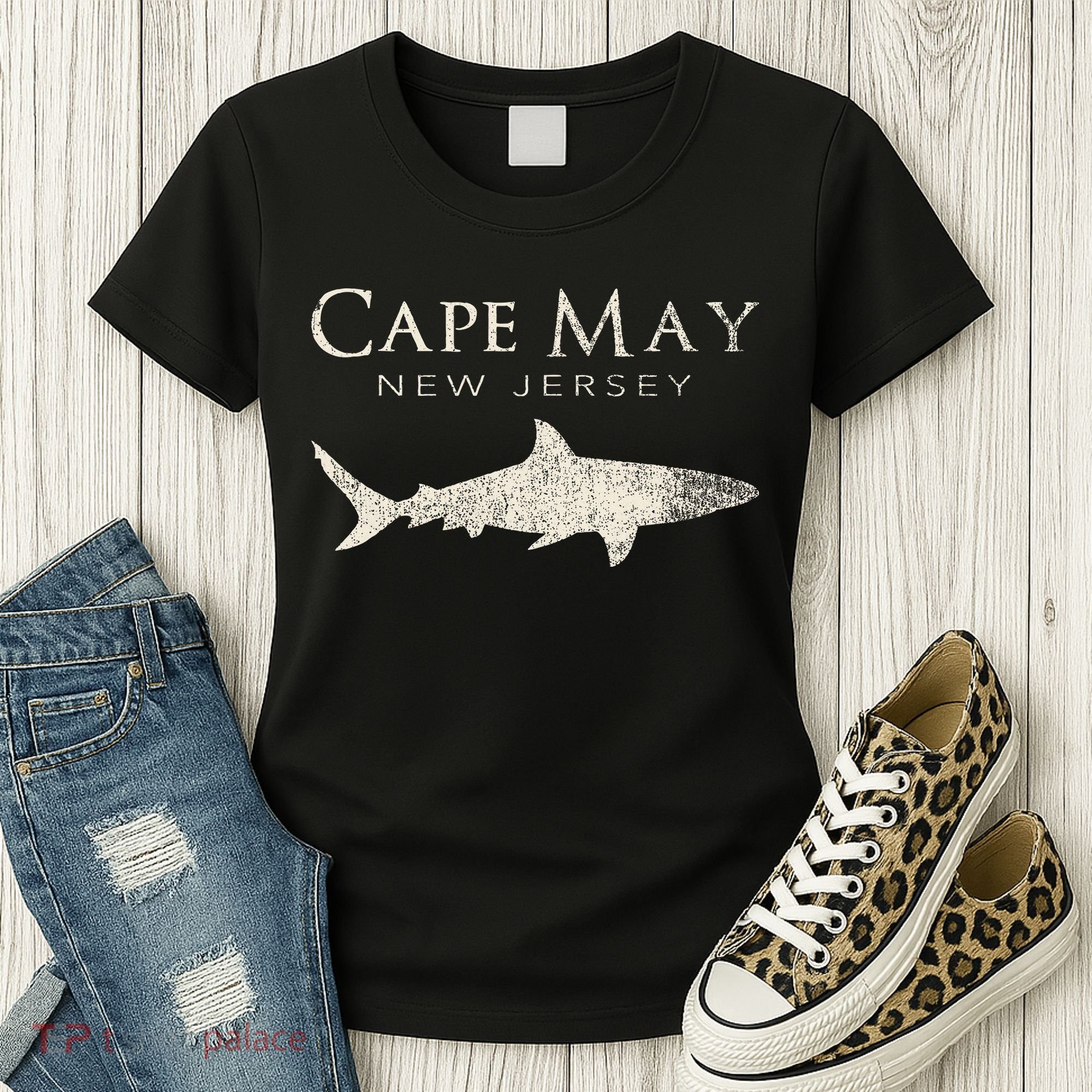 Retro Cape May Nj Shark Women's T-Shirt