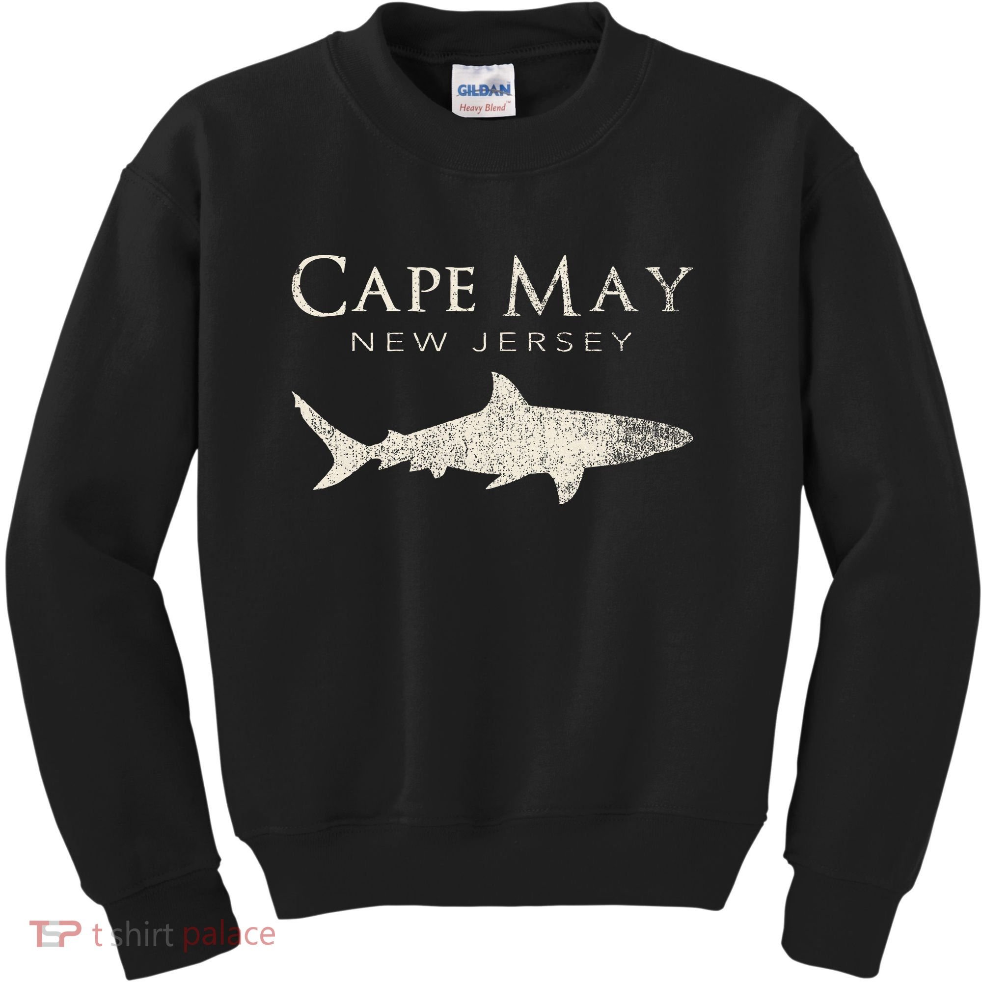 Retro Cape May Nj Shark Kids Sweatshirt