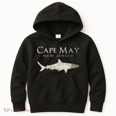 Retro Cape May Nj Shark Kids Hoodie