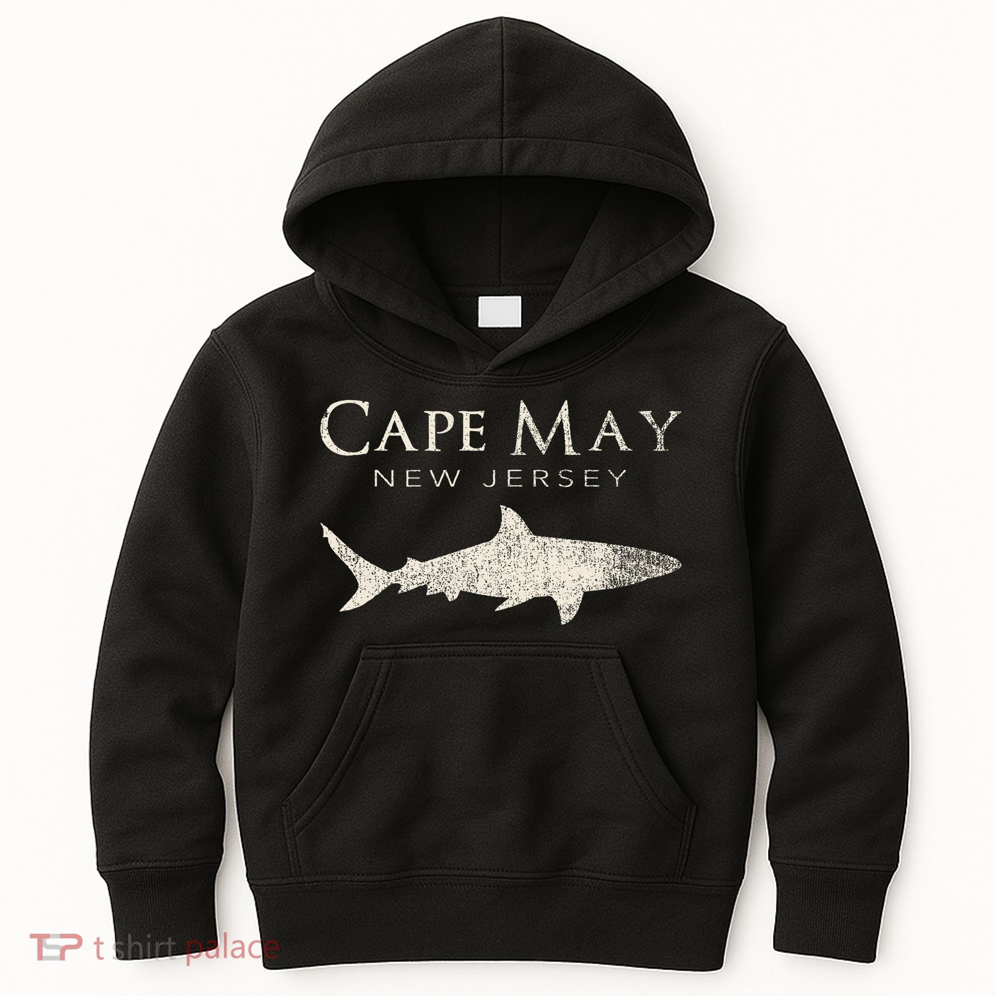 Retro Cape May Nj Shark Kids Hoodie