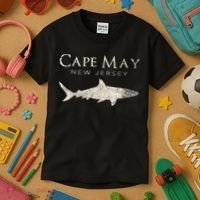 Retro Cape May Nj Shark Kids T-Shirt thumb 3