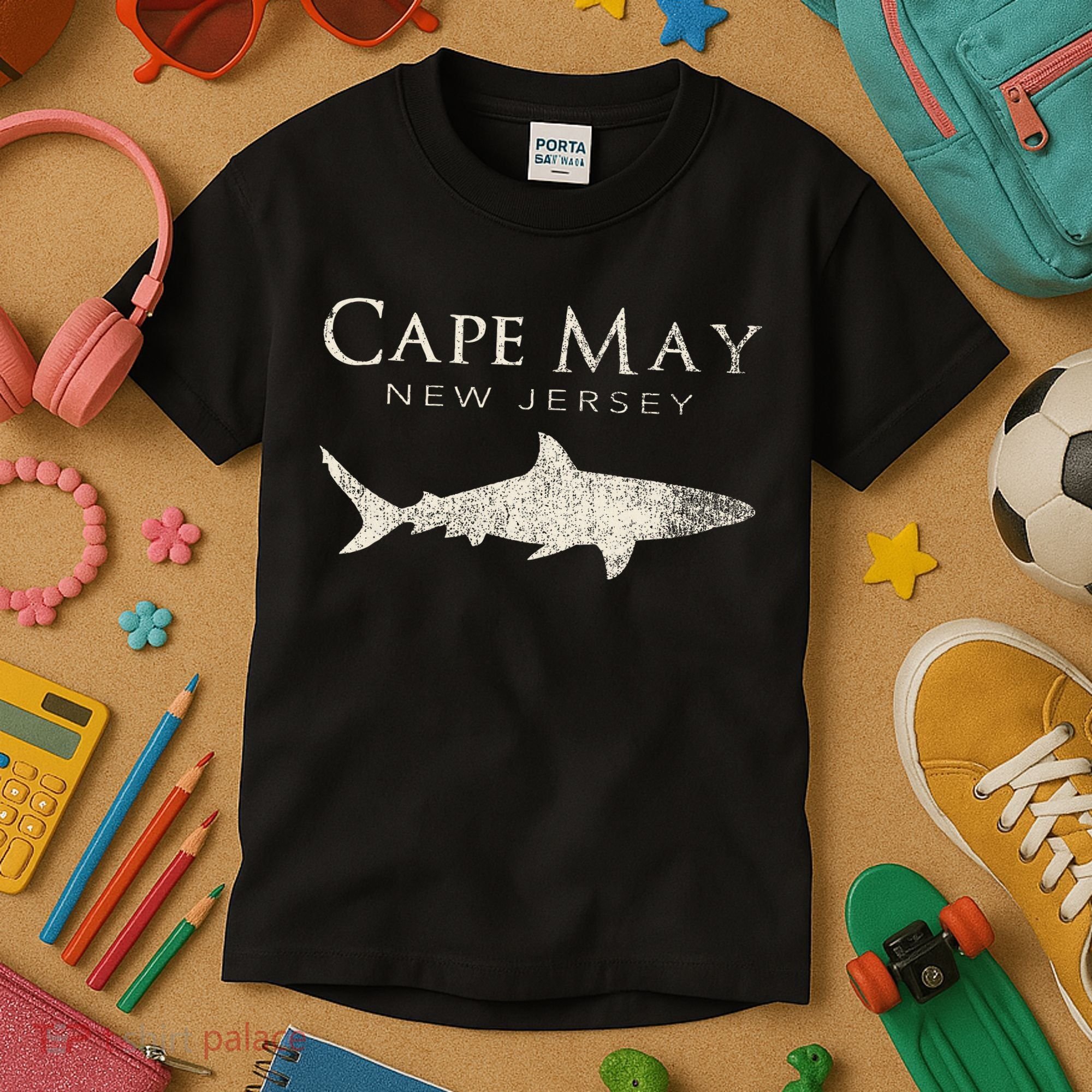 Retro Cape May Nj Shark Kids T-Shirt