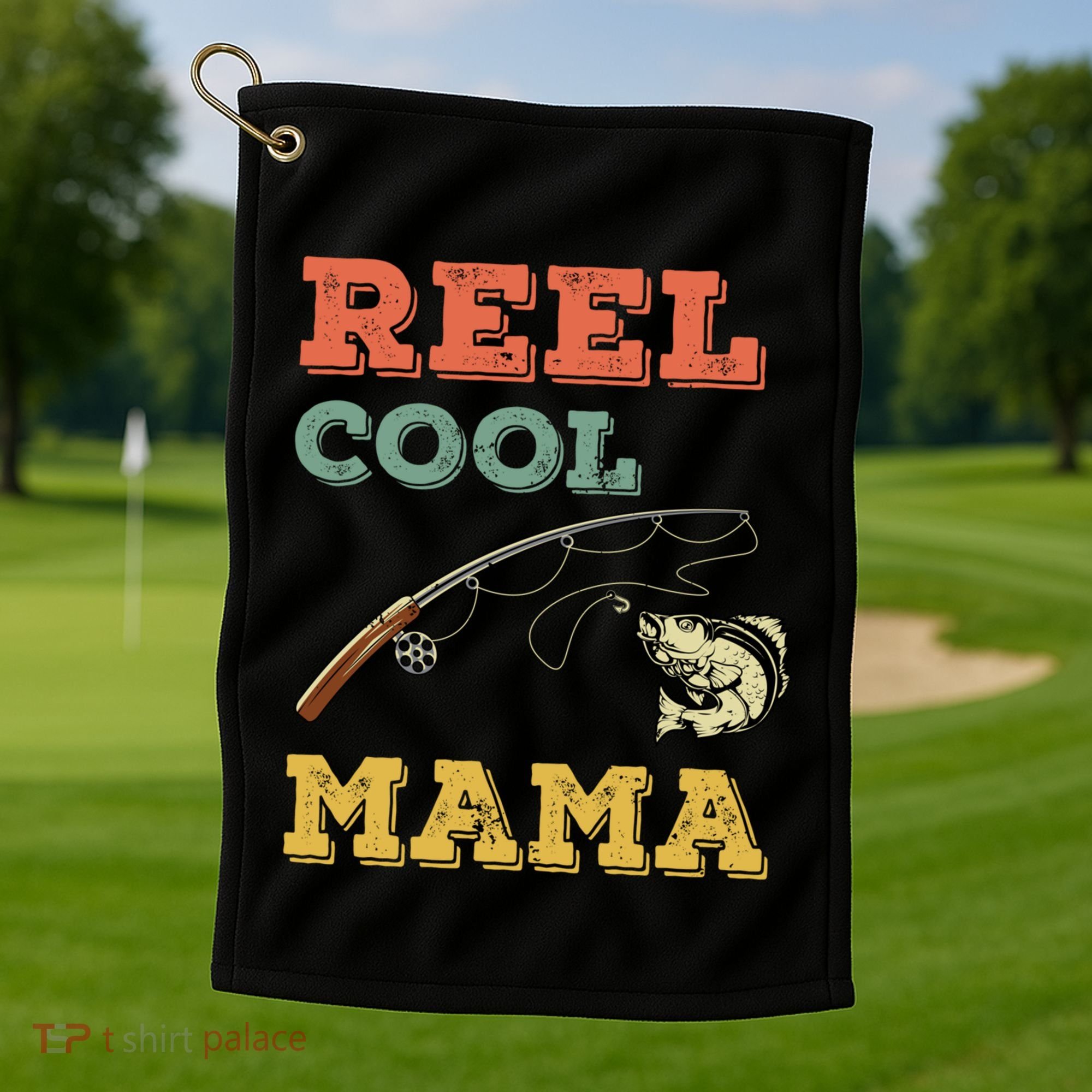 Reel Cool Mama Fisher Walleye Fishing Gift Fish Mom Cute Gift Golf Towel