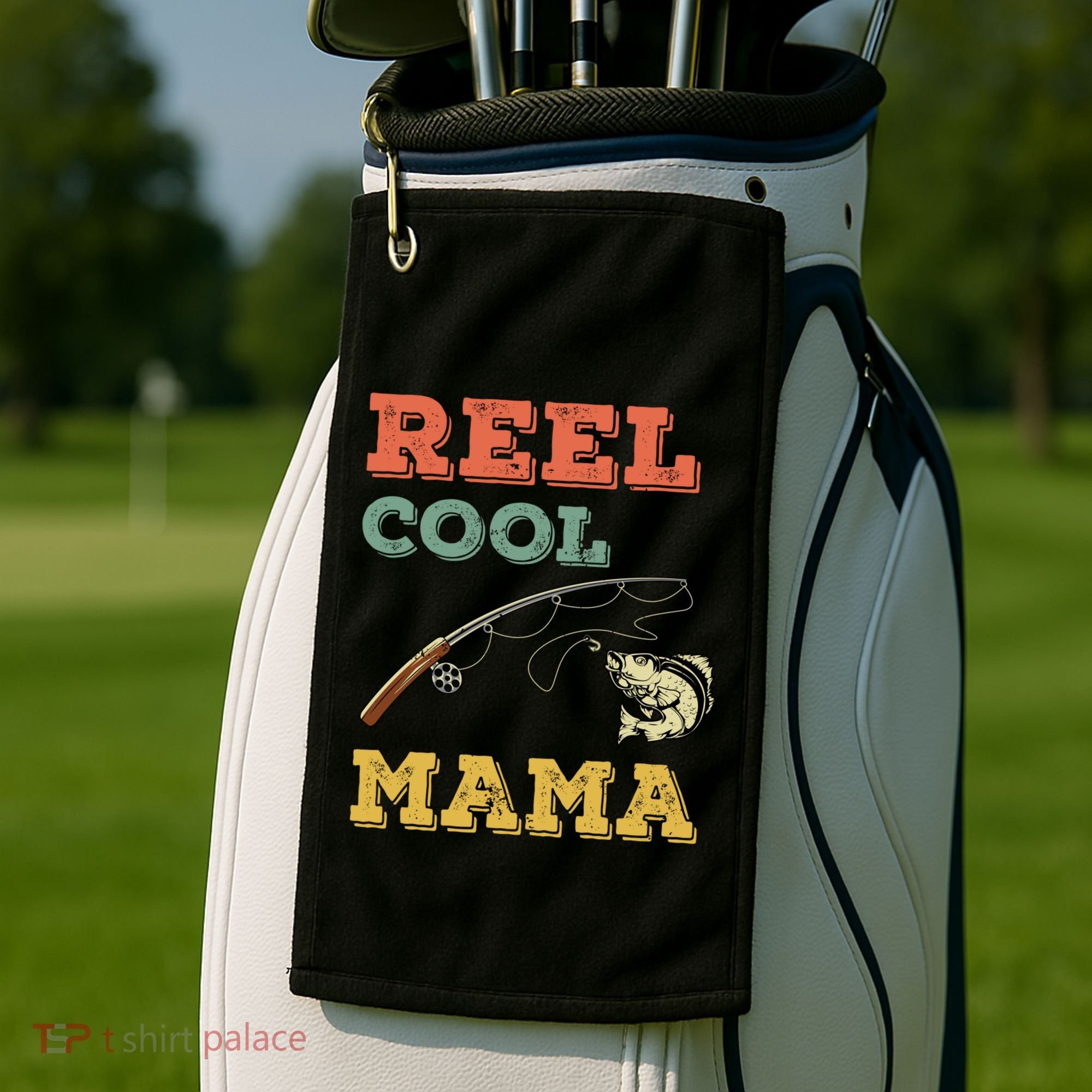 Reel Cool Mama Fisher Walleye Fishing Gift Fish Mom Cute Gift Golf Towel