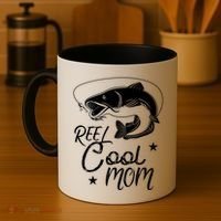 Reel Cool Mom Fathers Day Fishing Mom Cute Gift Coffee Mug thumb 4