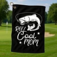 Reel Cool Mom Fathers Day Fishing Mom Cute Gift Golf Towel thumb 1