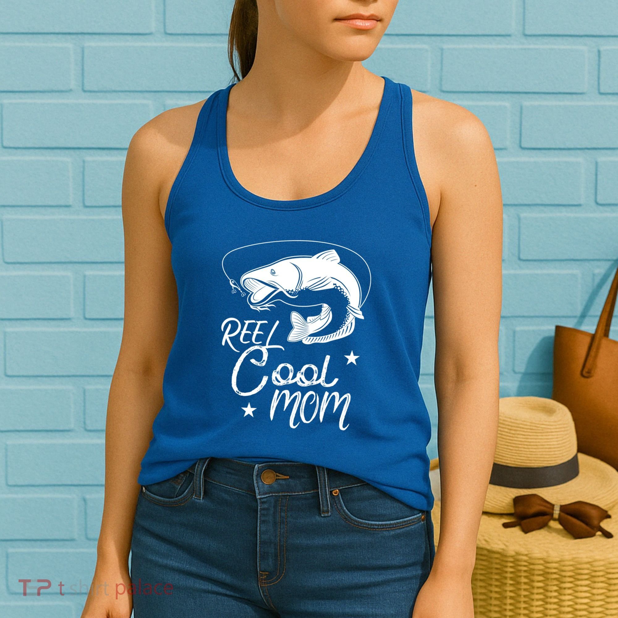 Reel Cool Mom Fathers Day Fishing Mom Cute Gift Women's Tank Top