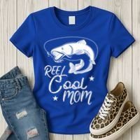 Reel Cool Mom Fathers Day Fishing Mom Cute Gift Women's T-Shirt thumb 3