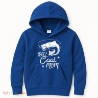 Reel Cool Mom Fathers Day Fishing Mom Cute Gift Kids Hoodie thumb 0