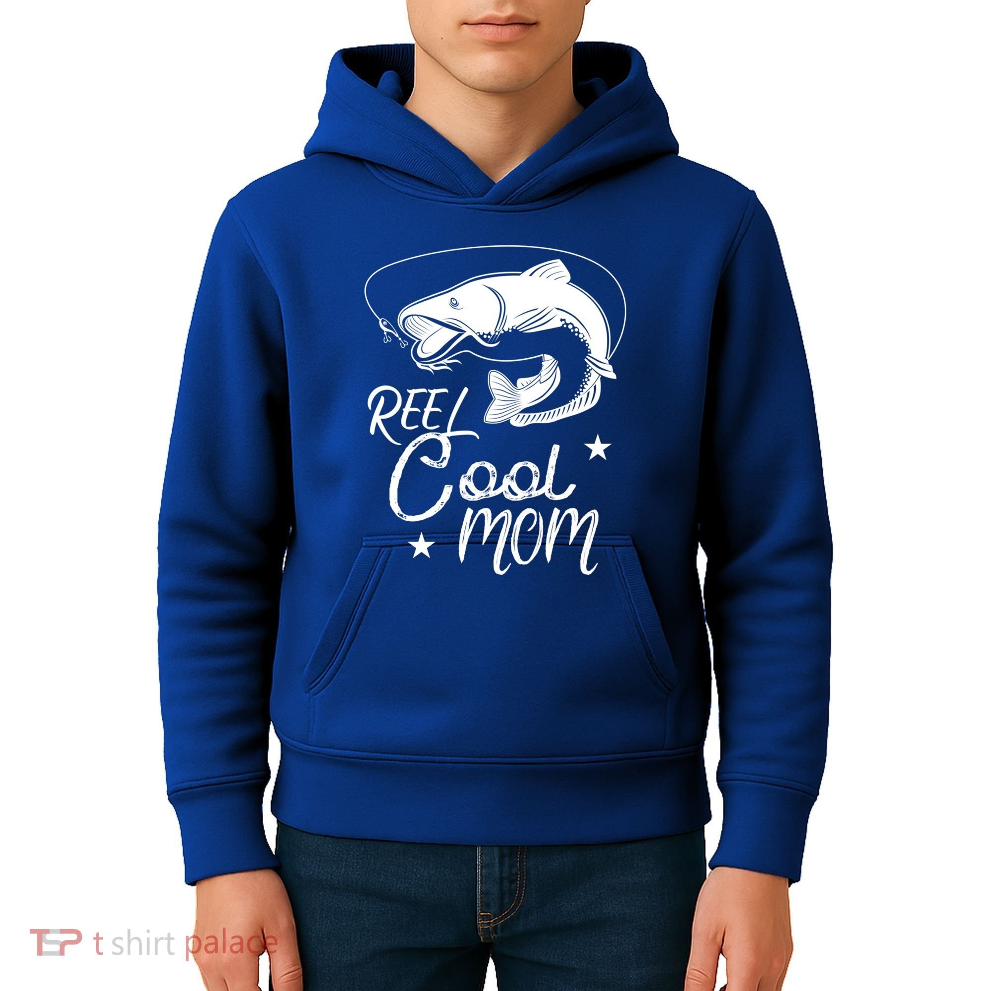 Reel Cool Mom Fathers Day Fishing Mom Cute Gift Kids Hoodie